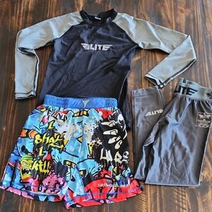 Elite Kids Rashguard Set - Black and Multicolor
